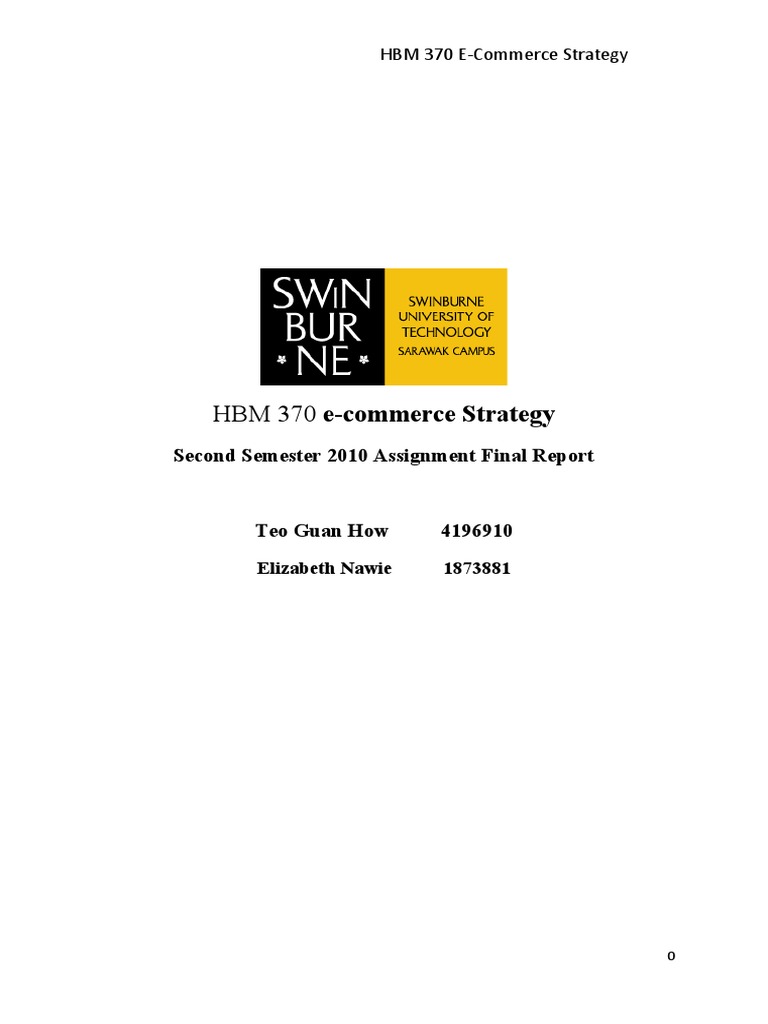 HBM 370 E-Commerce Strategy: Second Semester 2010 Assignment Final ...