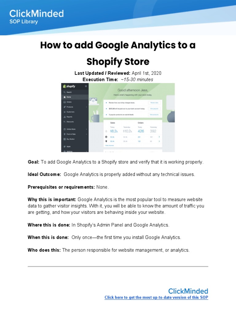 Setting Up Google Analytics on Shopify | PDF | Analytics | Software