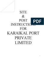 Site & Post Instructions FOR: Karaikal Port Private Limited