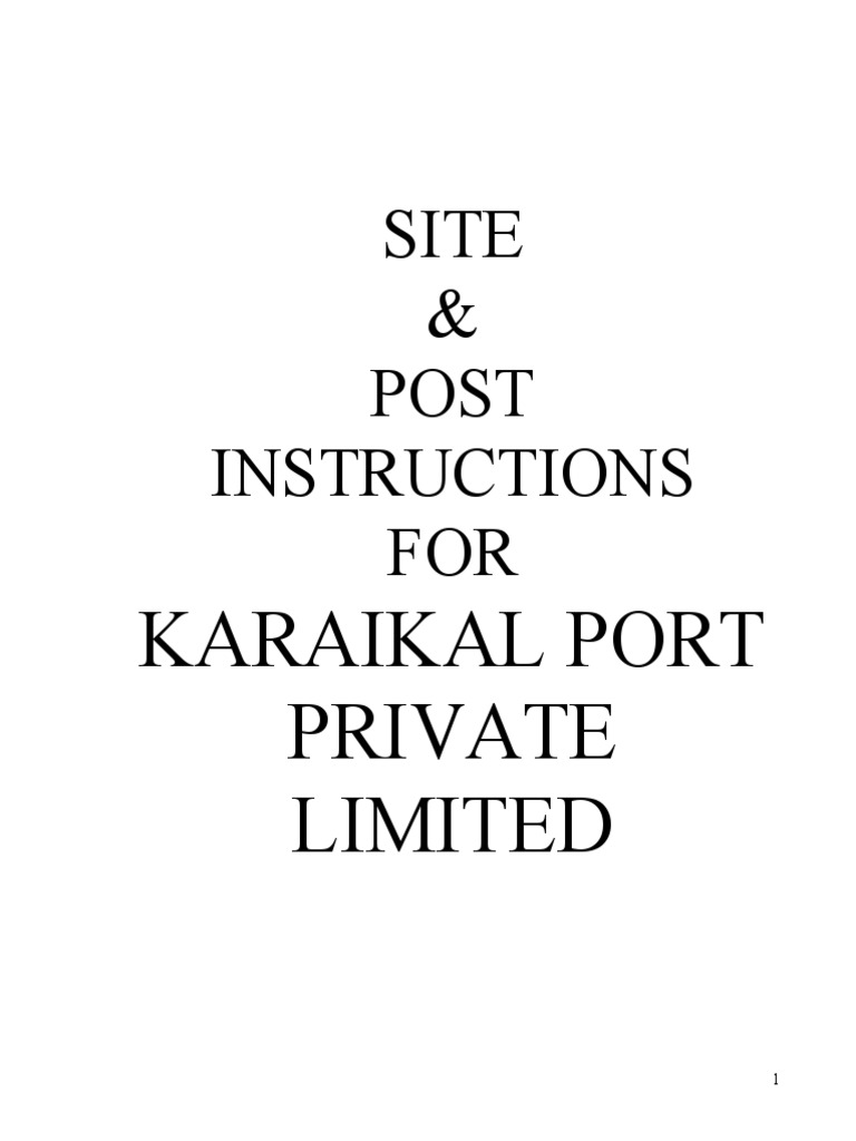 Site & Post Instructions FOR: Karaikal Port Private Limited | PDF ...