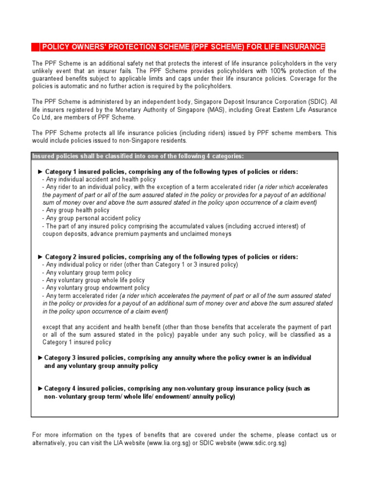 Policy Owners Protection Scheme PPF Scheme For Life Insurance | PDF ...