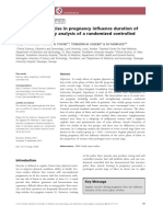 Does Regular Exercise in Pregnancy Influence Duration of Labor? A Secondary Analysis of A Randomized Controlled Trial