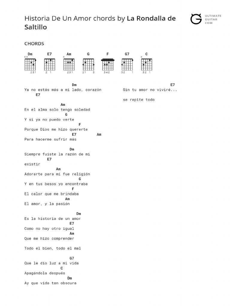Historia de Un Amor Chords PDF