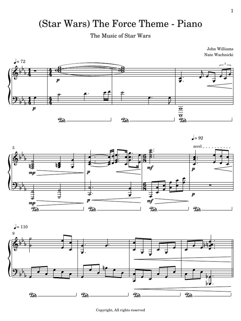 (Star Wars) The Force Theme Piano PDF