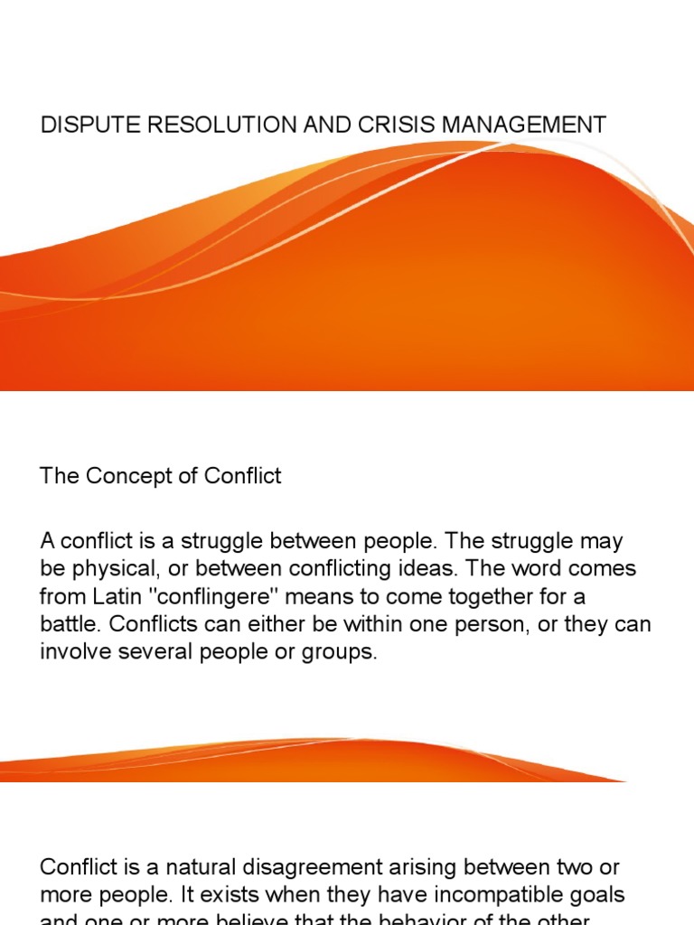 Dispute Resolution and Crisis Management | PDF