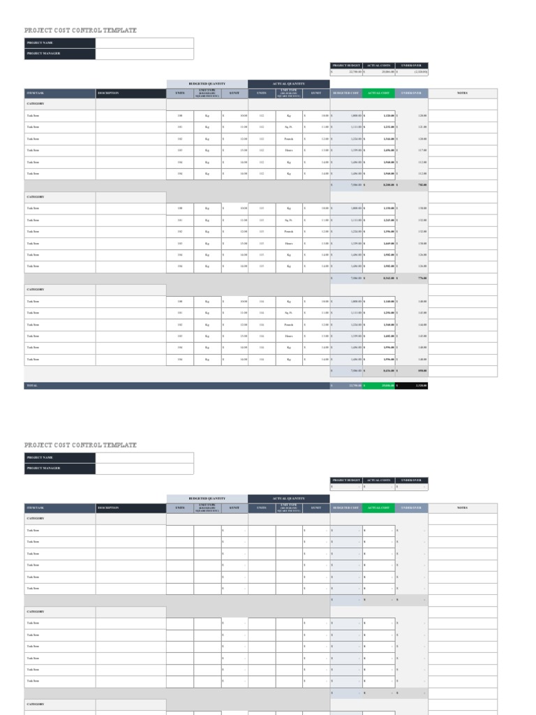 Project Cost Control Template | PDF