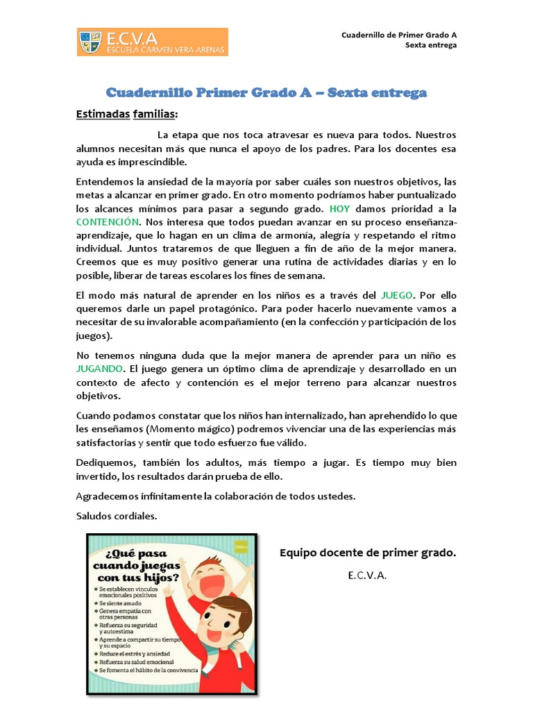Cuadernillo de Actividades Primer Grado | PDF | Aprendizaje