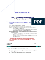 Fundamentals of Algorithms - CS502 Fall 2004 Final Term Paper