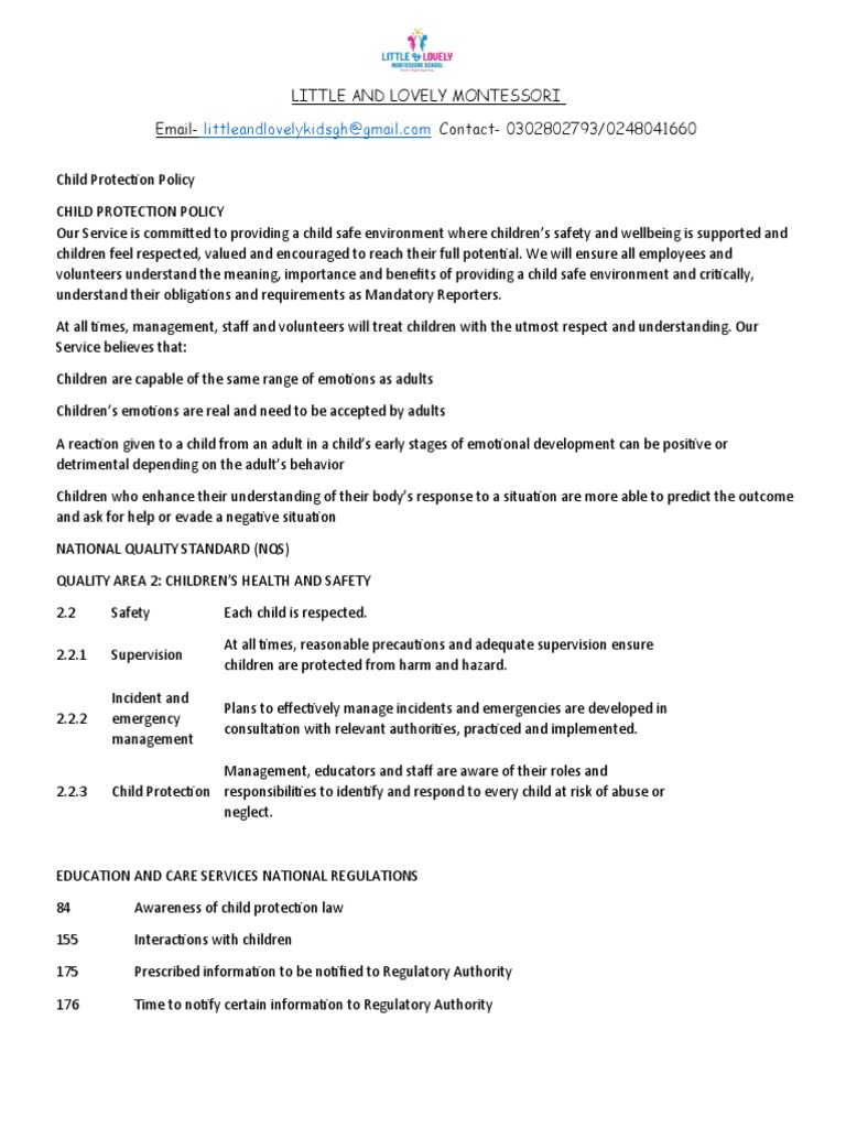 Child Protection Policy Overview | PDF | Child Neglect | Child Abuse