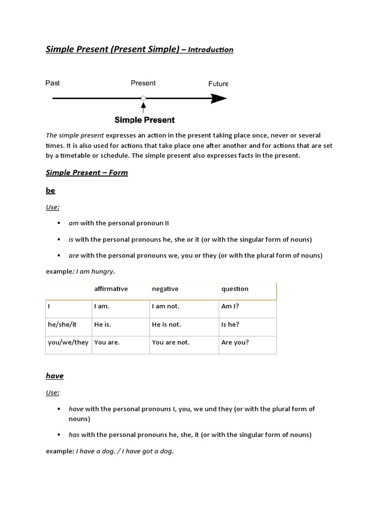 Simple Present (Present Simple) : - Introduction | PDF | Grammatical ...