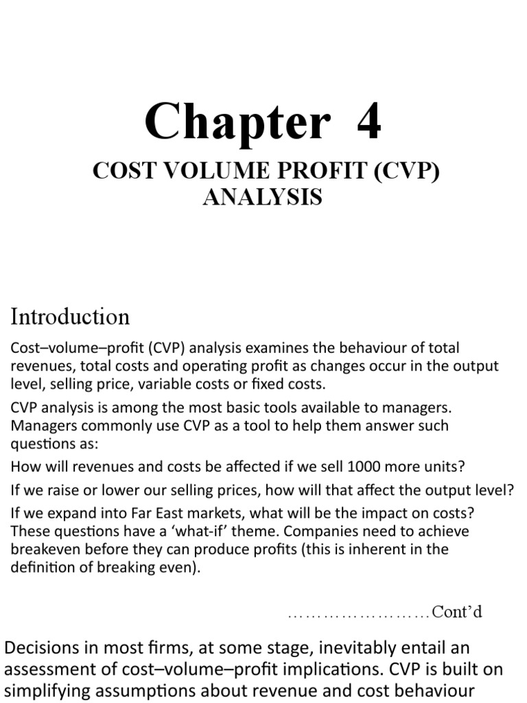 Cost Volume Profit (CVP) Analysis | PDF | Business | Economies