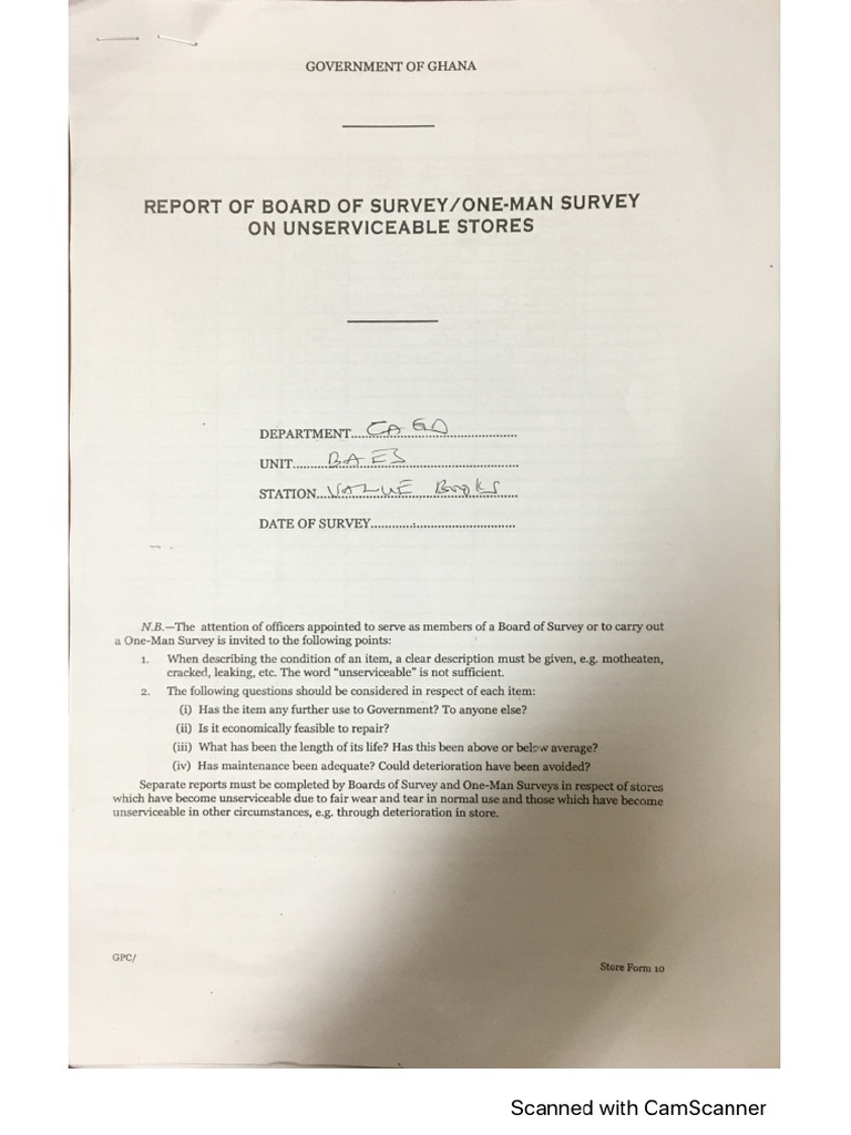 Board of Survey Report | PDF