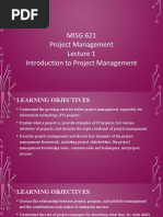 MISG 621 Project Management Introduction To Project Management