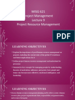 MISG 621 Project Management Project Resource Management