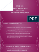 MISG 621 Project Management Project Risk Management