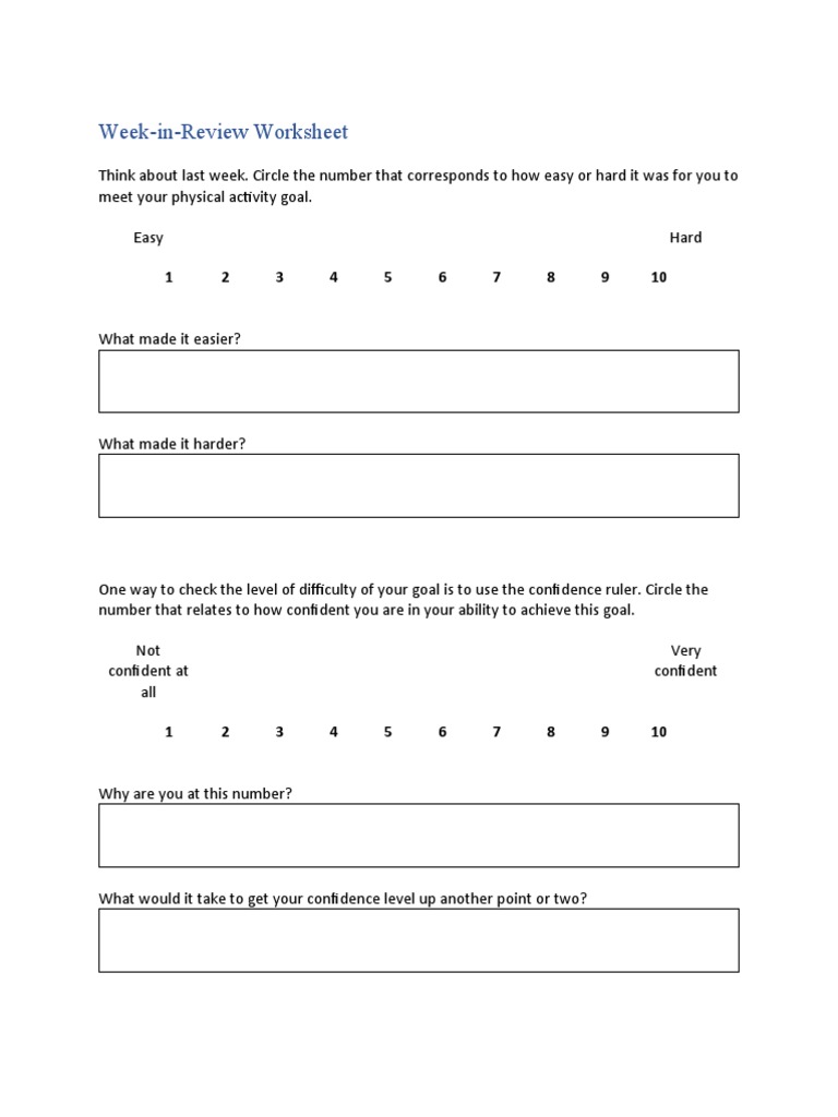 Weekly Physical Activity Reflection Tool | PDF | Self-Improvement