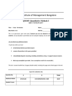 Indian Institute of Management Bangalore: QM105: Quantitative Methods I