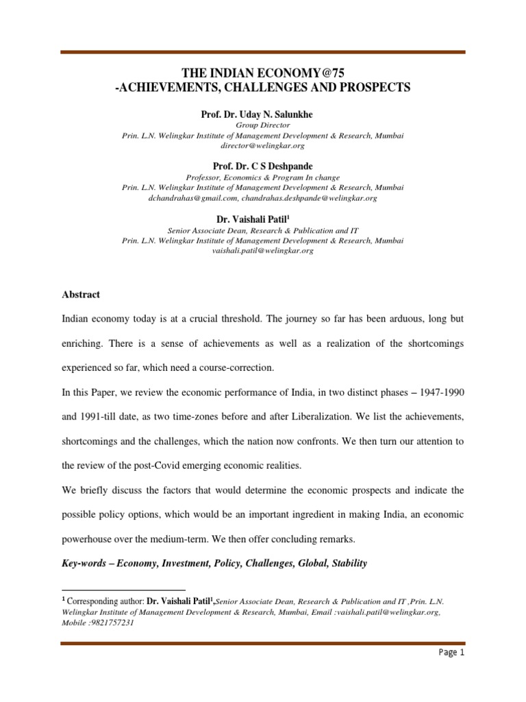 Indian Economy: Achievements & Challenges | PDF | Economic Growth ...