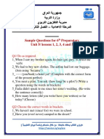 Sample Questions For 6 Preparatory Unit 5/ Lessons 1, 2, 3, 4 and 5