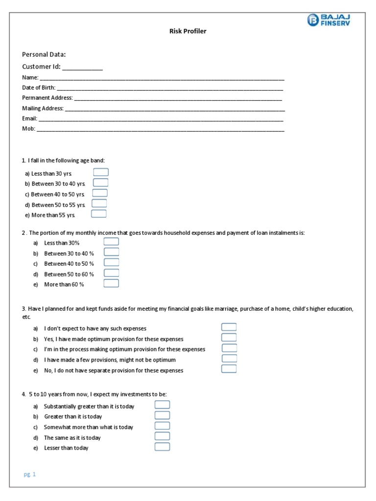 Investor Risk Profiling Questionnaire | PDF | Investor | Investing