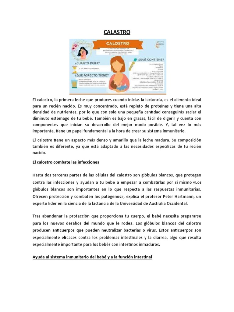 Beneficios del Calostro para Recién Nacidos | PDF | Leche | Sistema inmune