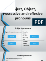 Subject, Object, Possessive and Reflexive Pronouns