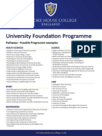 University Foundation Programme: Pathways - Possible Progression Examples
