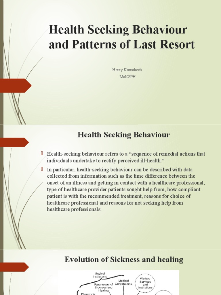 Health Seeking Behaviour and Patterns of Resort - Henry Komakech ...