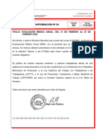 Informacion #04 Cod Mis de Fecha 17-02-2022 Evaluación Médica Anual (Del 21-02 Al 25-02-2022)