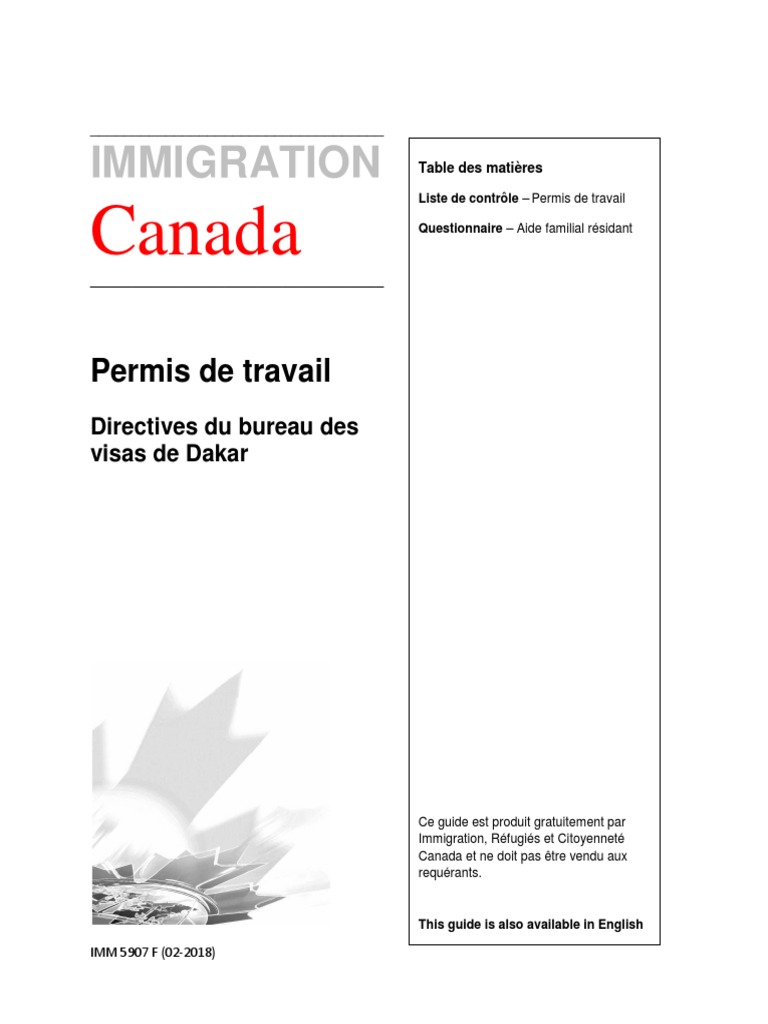 Guide Permis de Travail Canada | PDF | Visa (Document) | Passeport
