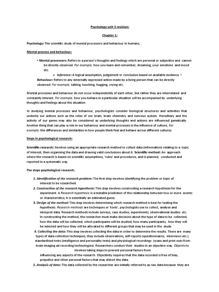 VCE Psychology Research Methods Notes PDF Sampling (Statistics