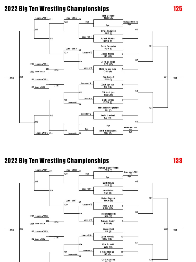 Big Ten Wrestling Championships 2024 Brackets Updated Dory Odelinda