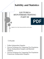 Probability and Statistics: Hypothesis Testing