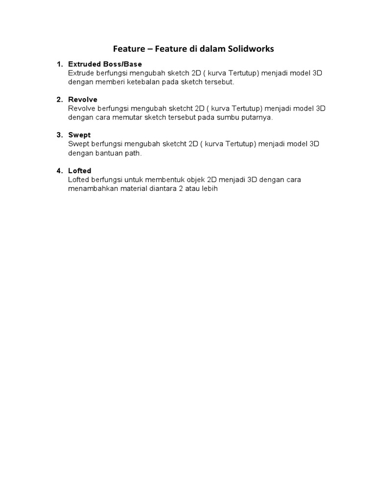 Feature Di Dalam Solidworks | PDF | Griya & Taman | Komputer
