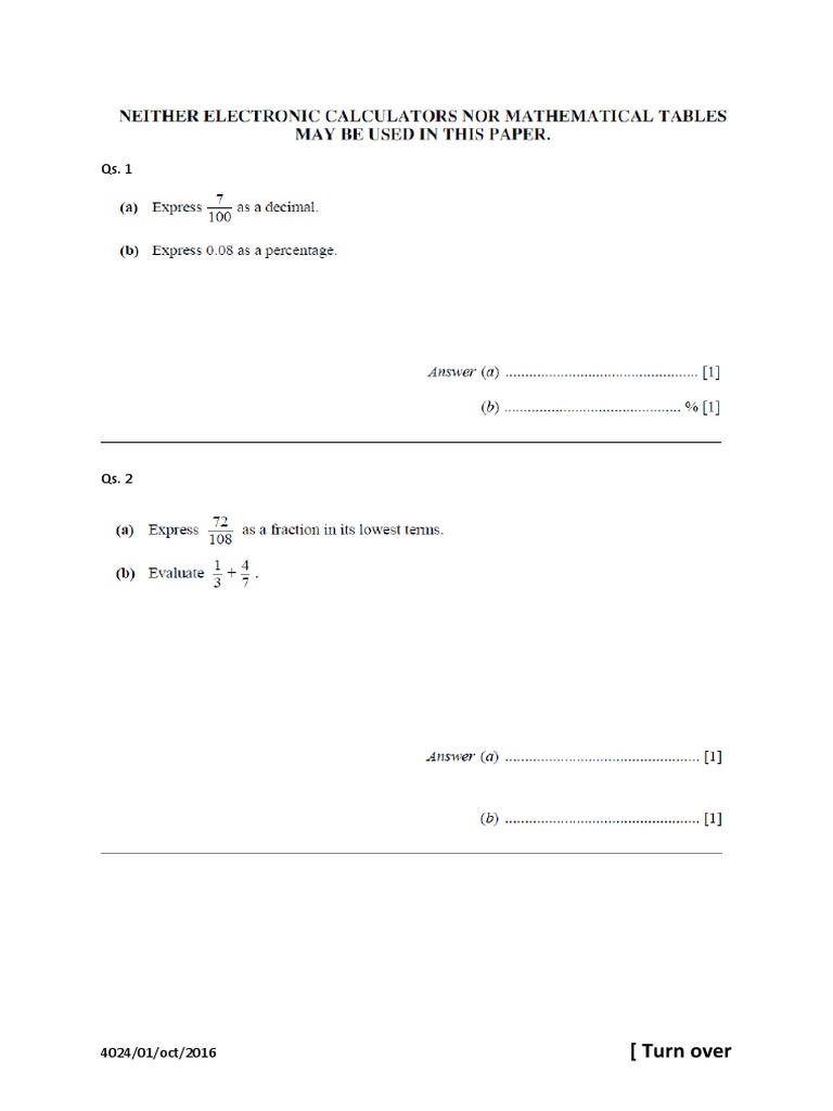 Maths Paper For First Term O 3 p1 | PDF | Home & Garden | Science ...