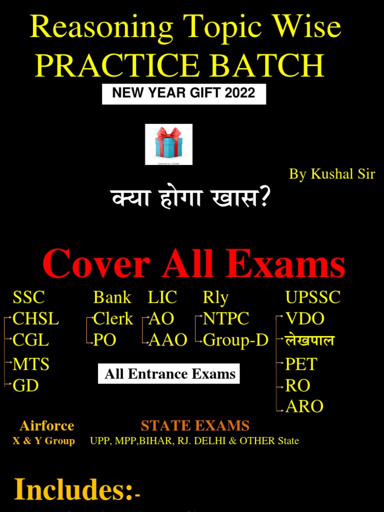 Reasoning Topic Wise Practice Batch: New Year Gift 2022 | PDF