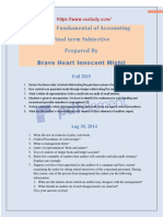 ACC311 Fundamentals of Accounting Final Term Subjective