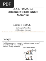 Cs 620 / Dasc 600 Introduction To Data Science & Analytics: Lecture 6-Nosql