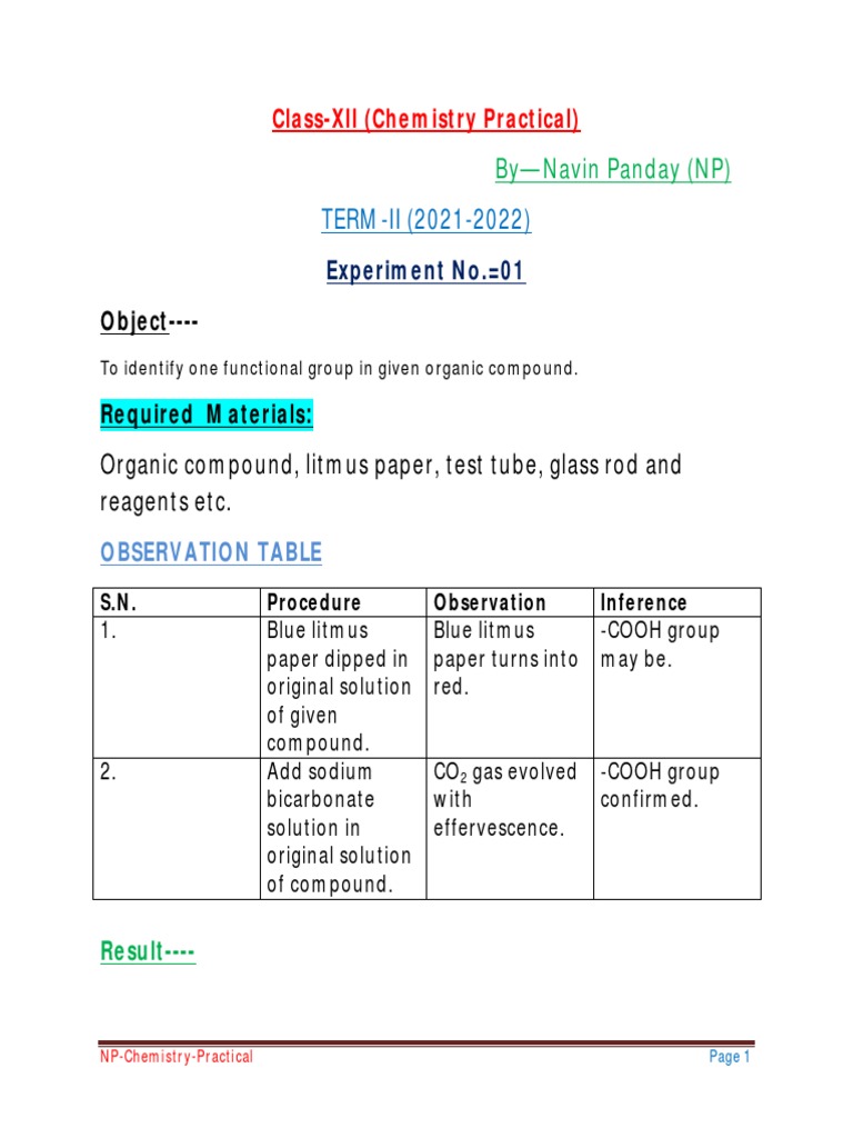 ClassXII (Chemistry Practical) Object PDF Ammonium Titration