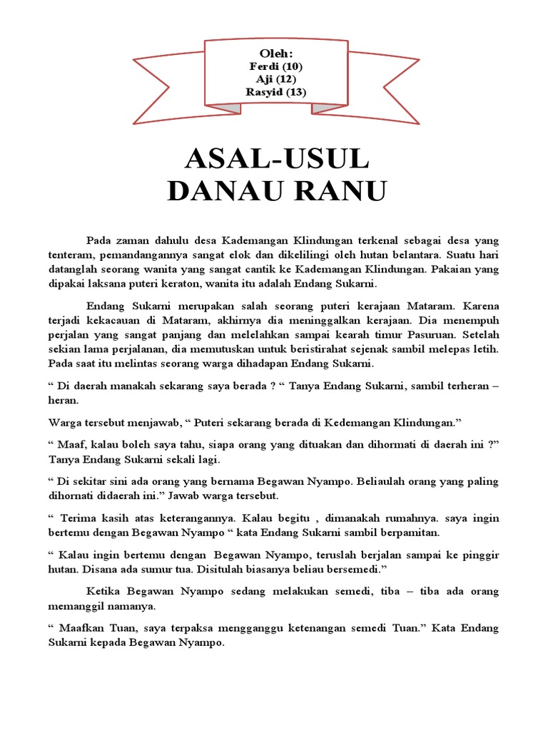 Asal Usul Danau Ranu PDF