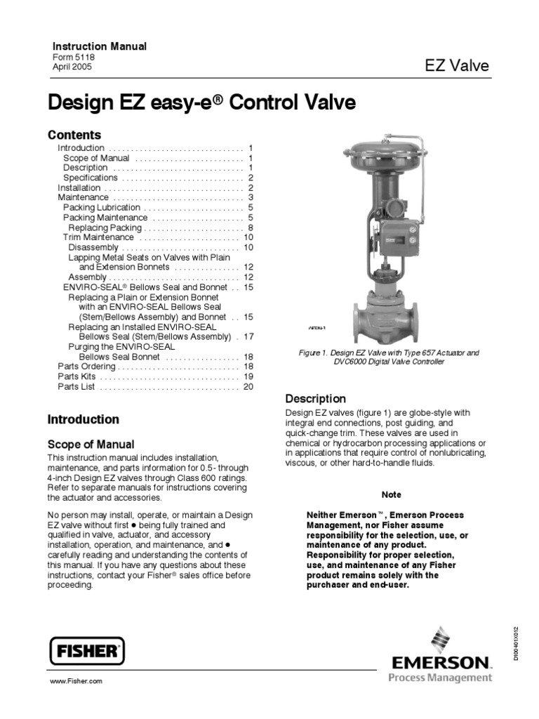 Design EZ Easy-Er Control Valve | PDF | Valve | Gas Technologies