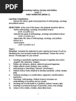 Understanding Culture, Society and Politics First Semester (Week 1) Learning Competency