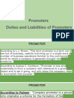 Promoters Duties and Liabilities of Promoters