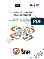 Organization and Management: Quarter 2 - Module 12 Nature and Concept of Leading