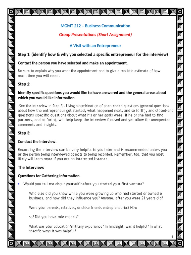 Entrepreneur Interview Guide | PDF | Entrepreneurship | Cognition