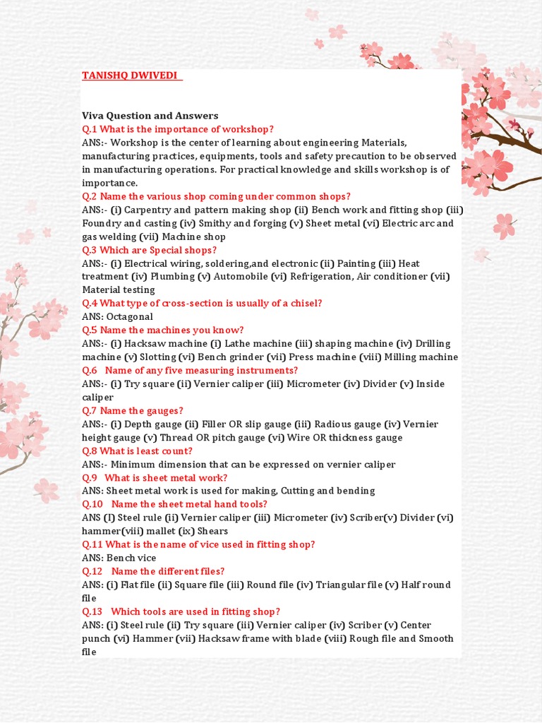 Workshop Viva Questions and Answers | PDF | Construction | Welding