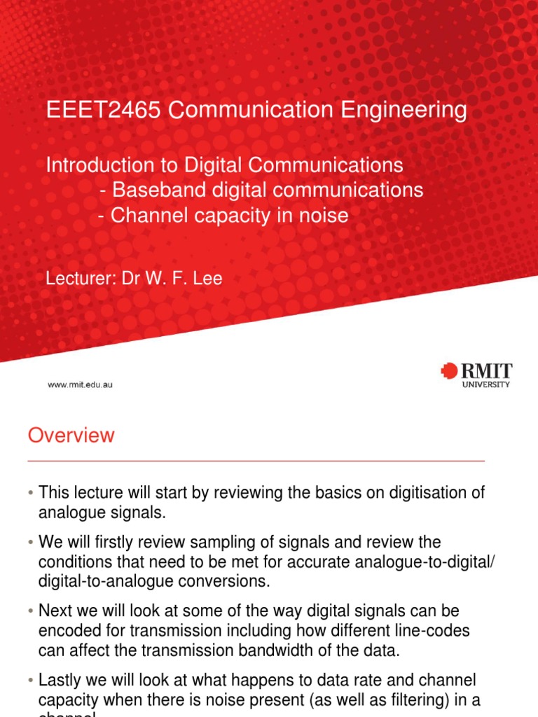 EEET2465 Lecture 5 Introduction To Digital Communications PDF