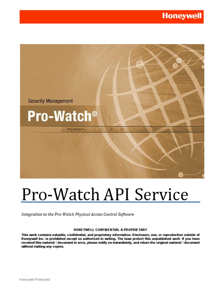 Honeywell Pro Watch Api Service Documentation Pdf Representational