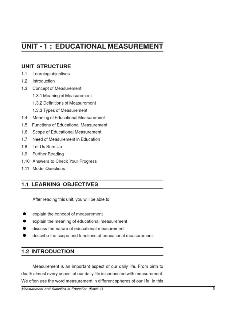 Unit - 1: Educational Measurement | PDF | Measurement | Mind