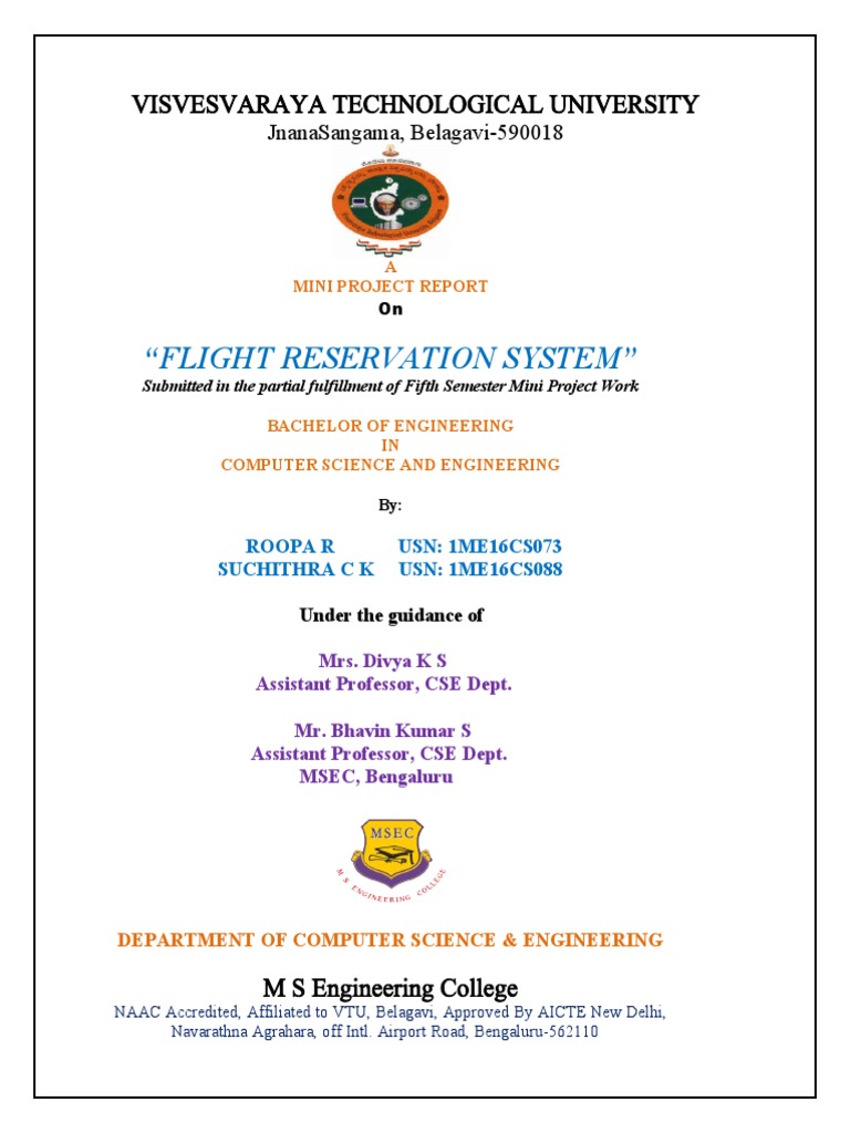 Flight Reservation System Project Report | PDF | Html Element | Html